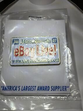 2007 eBay Live Massachusetts License Plate Que Publishing Lapel Pin Sealed New